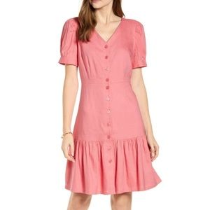 Rachel Parcell | Flirty Easy Linen Pink Shirtdress